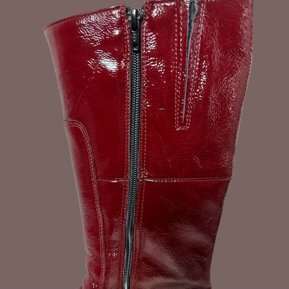 La Canadienne Patent Leather Waterproof  Square Toe Mid-Calf Boots Burgundy  8.5 - Picture 7 of 16